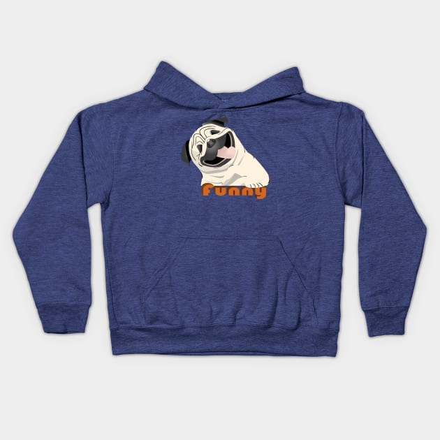 Funny Pug Kids Hoodie by Kanom-Tom